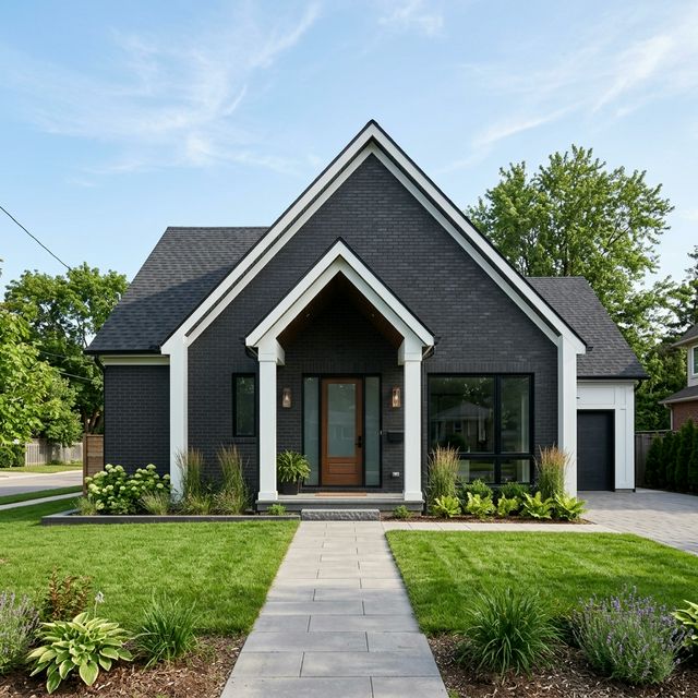 Современный темный кирпичный дом